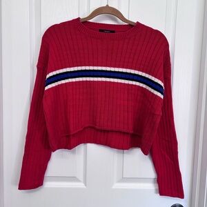 Red Cropped Stripe Sweater | Forever 21 S